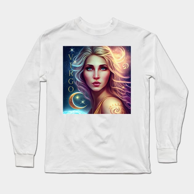 Zodiac Sign VIRGO - Fantasy Illustration of astrology Virgo Long Sleeve T-Shirt by KOTOdesign